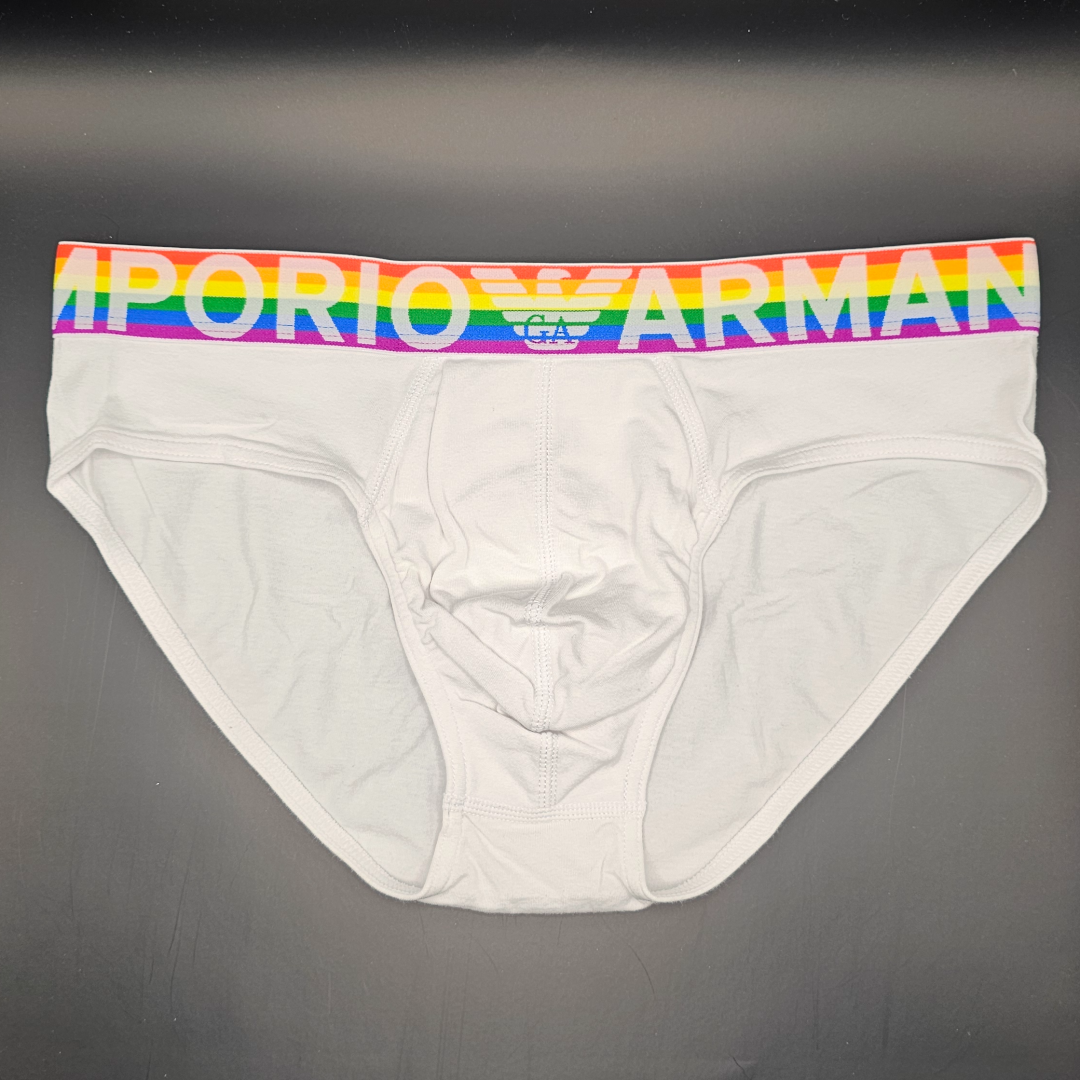 Emporio Armani Rainbow Waistband Briefs (white)